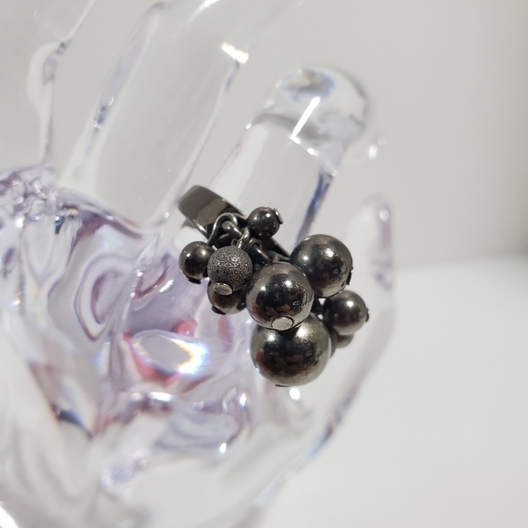 Gunmetal gray silvertone bubble ball dangle bobble ring sz 9 - Picture 11 of 11